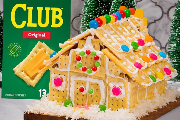Christmas house made of club crackers