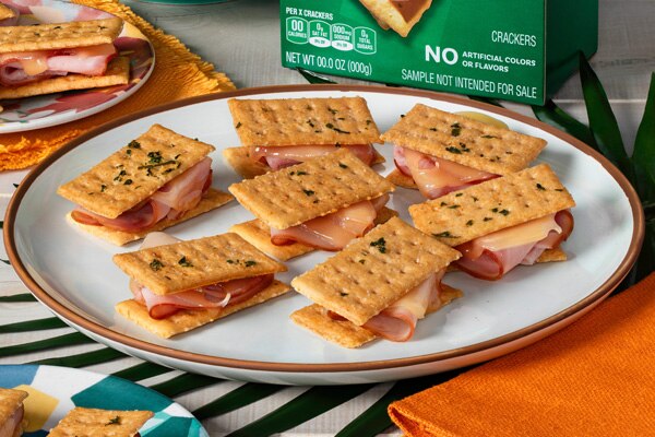 Ham and swiss crackers